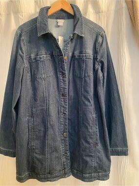 Chico's dark blue stretch denim jacket NWT 3 XL